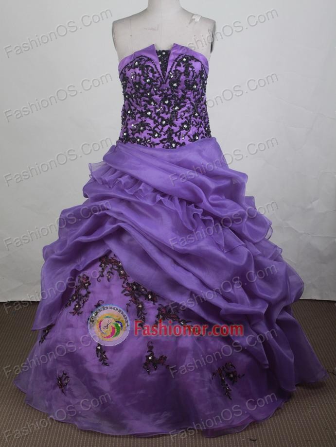 Beautiful Ball Gown Strapless Floor-length Purple Vintage Quinceanera Dress Y0426018