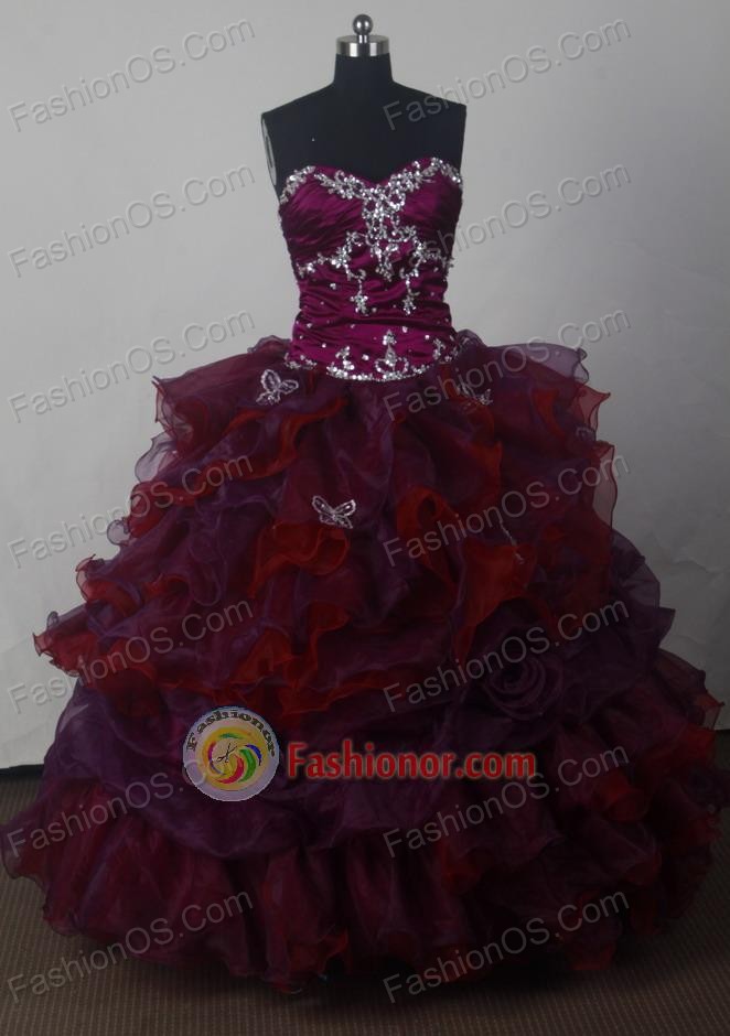 Cheap Ball Gown Sweetheart Floor-length Organza Colorful Vintage Quinceanera Dress Style X042603