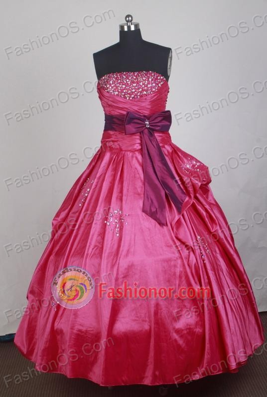 Classical Ball Gown Strapless Floor-length Red Vintage Quinceanera Dress LZ426026
