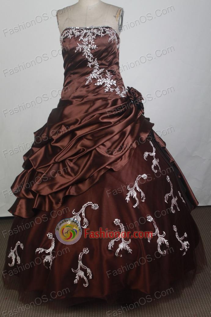 Discount Ball Gown Strapless Floor-length Burgundy Vintage Quinceanera Dress X0426033