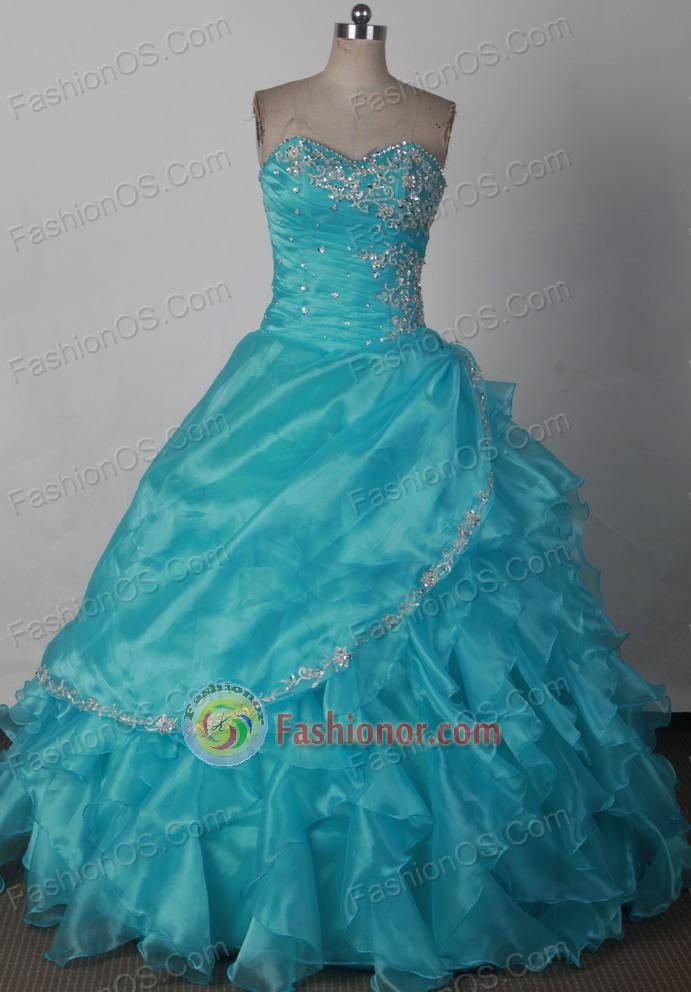 Elegant Ball Gown Sweetheart Floor-length Blue Vintage Quinceanera Dress LJ2618
