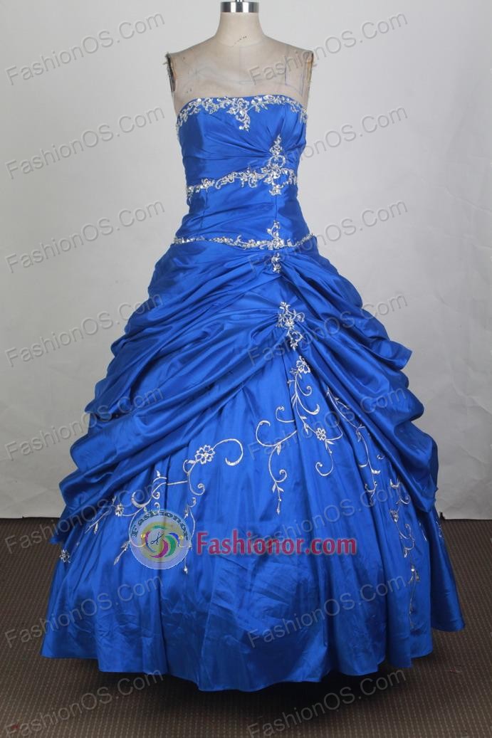 Elegant Ball Gown Strapless Floor-length Royal Blue Vintage Quinceanera Dress LHJ42703