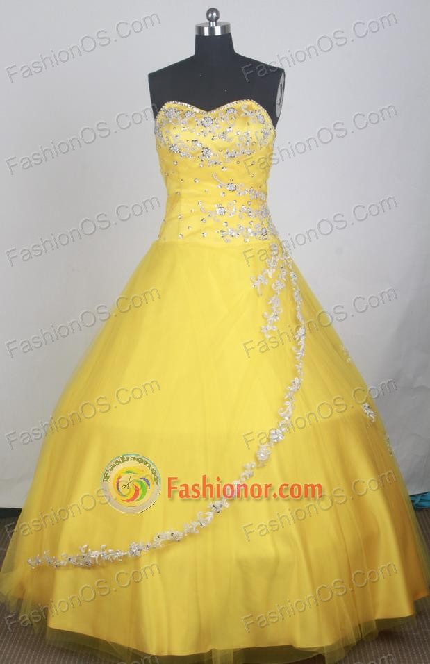 Elegant Ball Gown Sweetheart Neck Floor-length Yellow Vintage Quinceanera Dress LZ426046