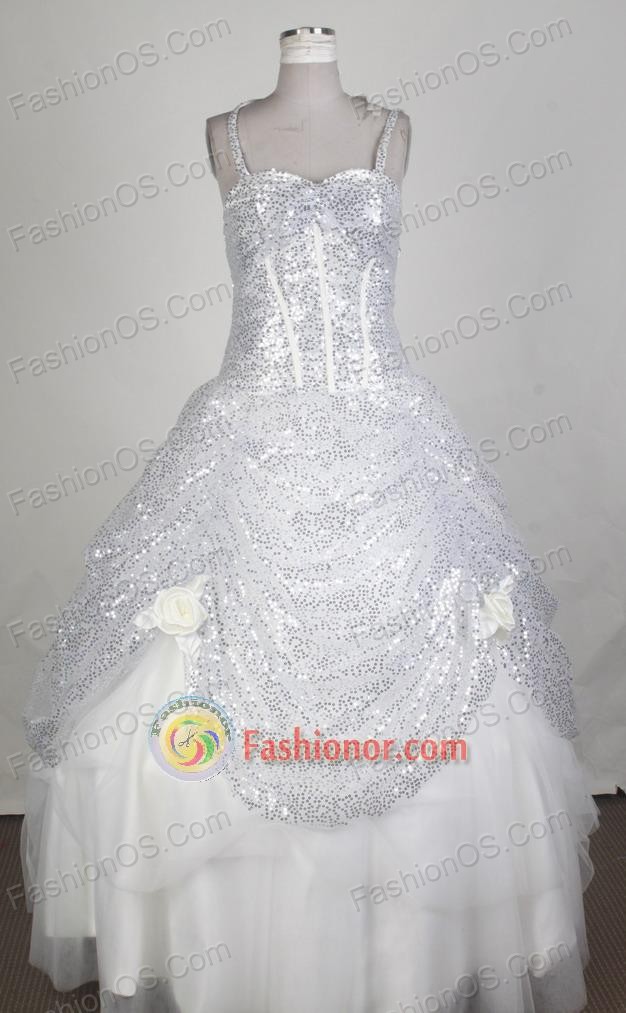 Exclusive Ball Gown Strapa Floor-length White Vintage Quincenera Dresses TD260055
