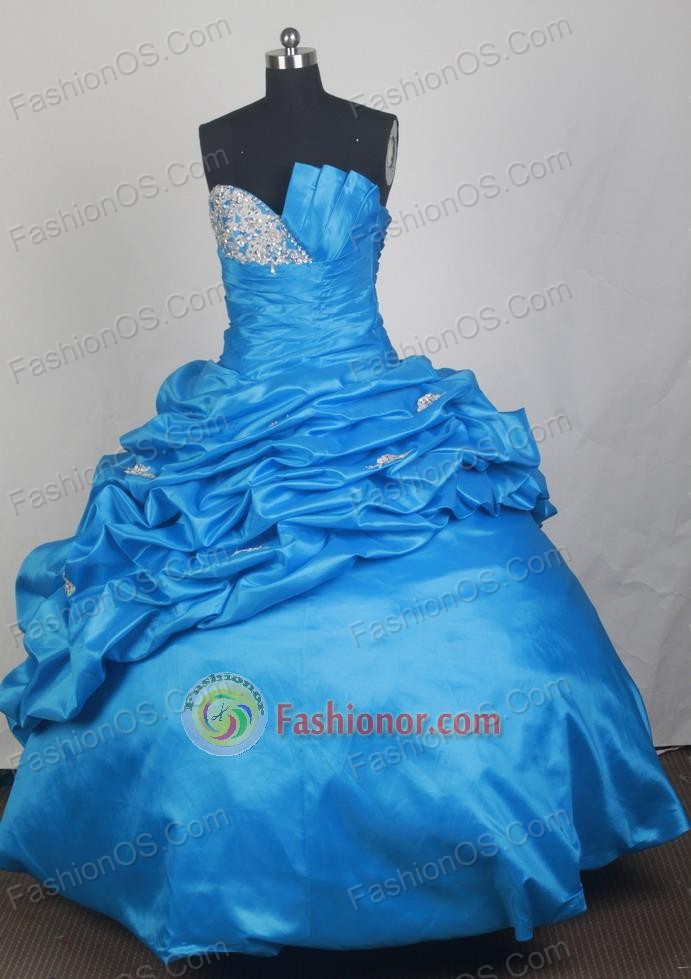 Exquisite Ball Gown Strapless Floor-length Baby Blue Vintage Quinceanera Dress LZ426038