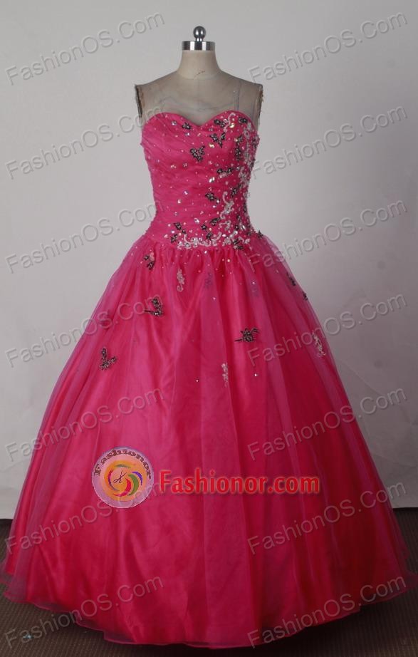 Gorgeous Ball Gown Sweetheart Floor-length Red Vintage Quinceanera Dress X0426022