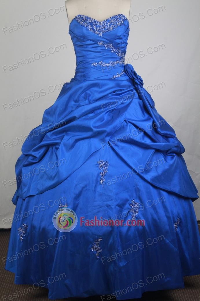 Gorgeous Ball Gown Sweetheart Neck Sweetheart Neck Floor-length Blue Vintage Quinceanera Dress LZ426004