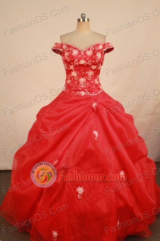 Luxurious Ball Gown Off the shoulder neck Floor-Length Red Vintage Quinceanera Dresses Style FA-W-30