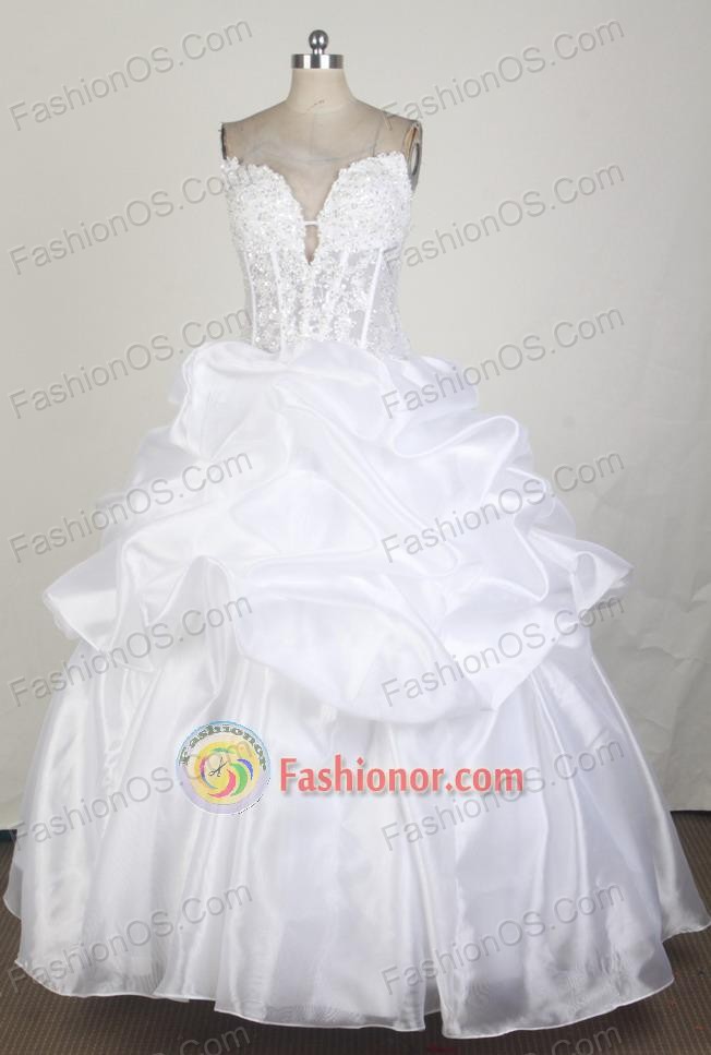 Luxuriously Ball Gown Strapless Floor-length White Vintage Quinceanera Dress X0426087