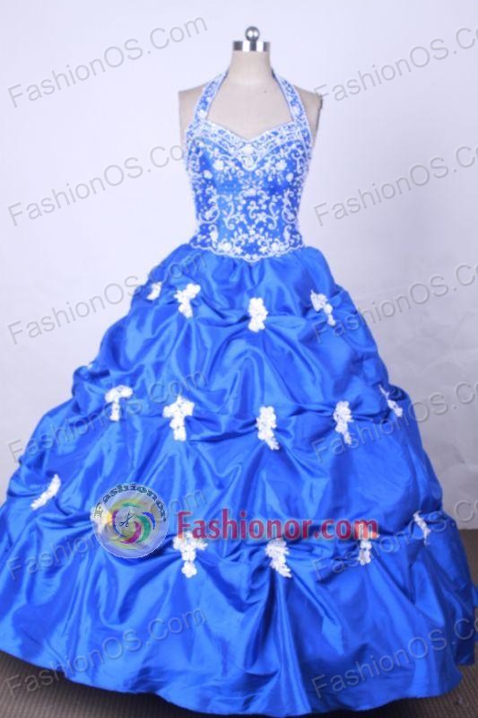 Popular Ball Gown Halter Top Neck FLoor-Length Vintage Quinceanera Dress L42428