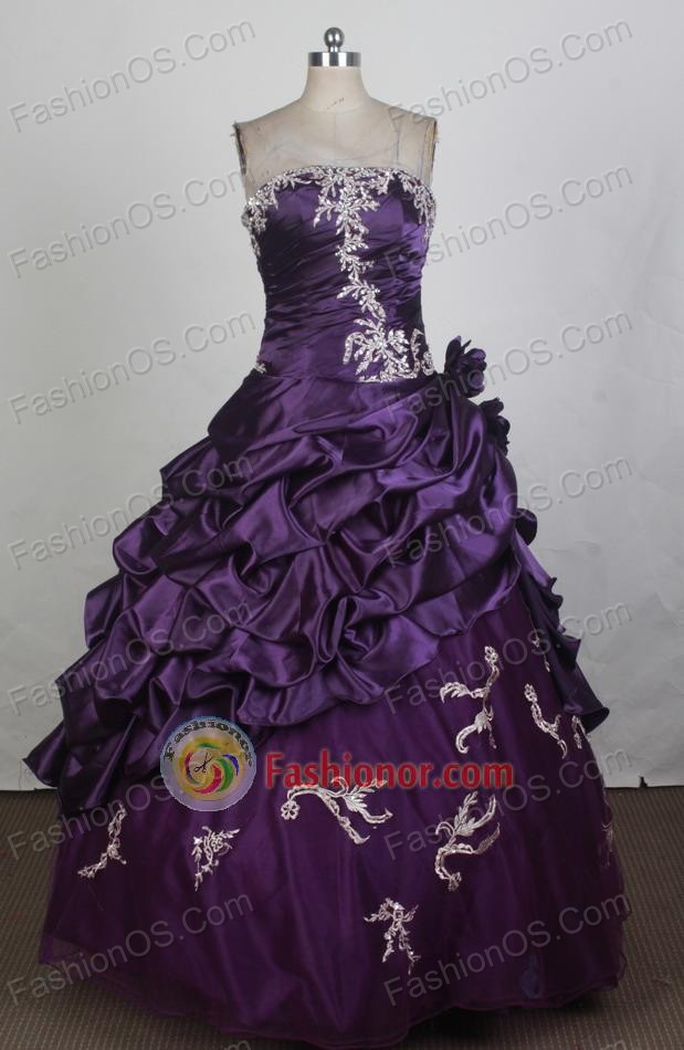 Popular Ball Gown Strapless Floor-length Eggplant Purple Vintage Quinceanera Dress LHJ42704