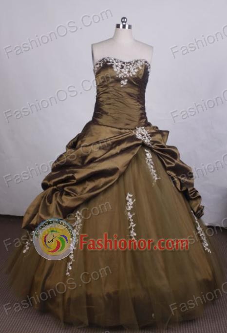 Pretty Ball Gown Strapless FLoor-Length Light Blue Beading and Vintage Quinceanera Dress Style L0402402  
