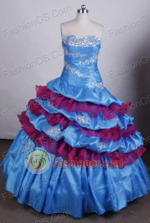 Pretty Ball gown Sweetheart Floor-length Vintage Quinceanera Dresses Appliques Style FA-Z-0052