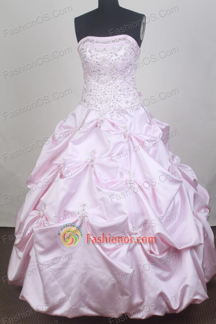 Romantic Ball Gown Strapless Floor-length Baby Pink Vintage Quinceanera Dress LZ426067