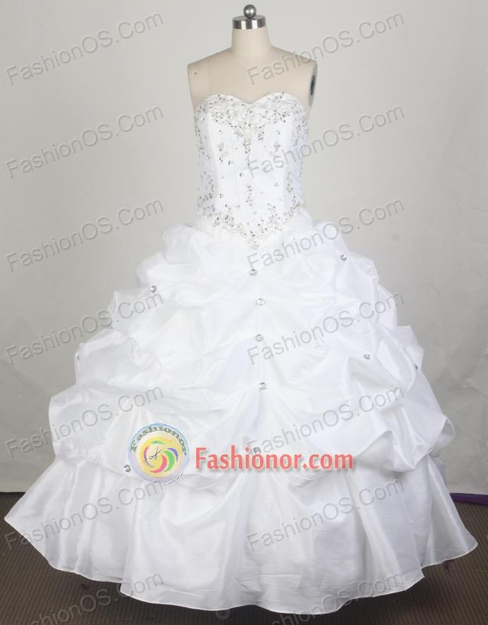 Simple Ball Gown Sweetheart Floor-length White Vintage Quincenera Dresses TD260062