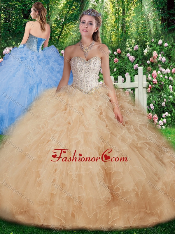 Vintage Ball Gown Quinceanera Dresses with Beading for 2016 SJQDDT298002FOR