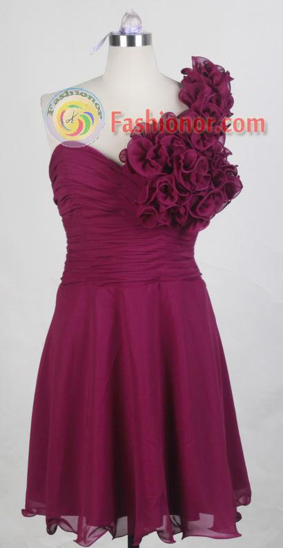 Sweet Short One Shoulder Knee-length Burgundy Prom Dress LHJ42871 ...