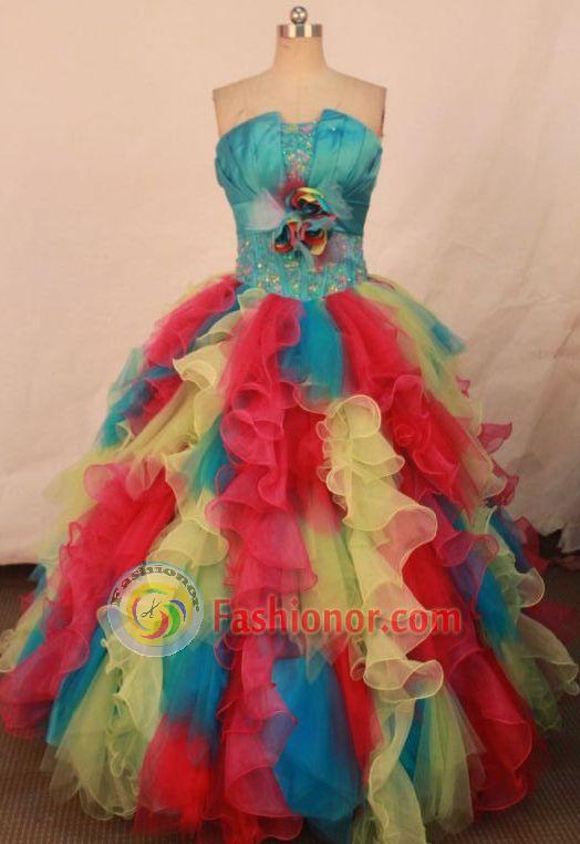 Popular ball gown strapless floor-length organza multi colors quinceanera dresses FA-X-142