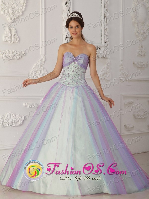 Tultitlan Mexico Wholesale Multi-Color 2013 Quinceranera Dress Beading and Sequins Decorate For New Style Sweetheart Tulle A-Line Style QDZY112FOR 