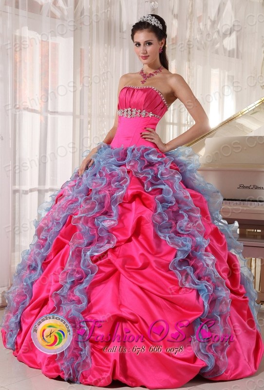 Multi-color Quinceanera DressBeading and Ruffles Decorate Organza and Taffeta in 2013 Spring Style Purral Costa Rica Style PDZY532FOR 