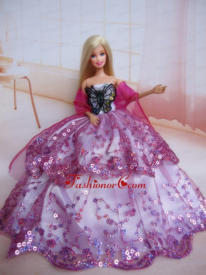 Beading Decorate Ball Gown Colorful Quinceanera Doll Dress Babidf106for