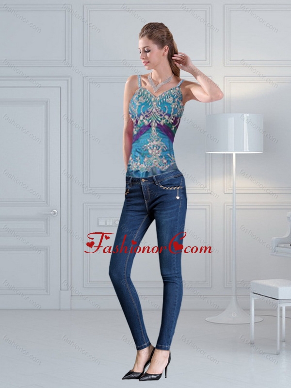 2015 Straps Multi Color Corset with Hand Made Flower and Pick Ups QDZY321TZDFOR