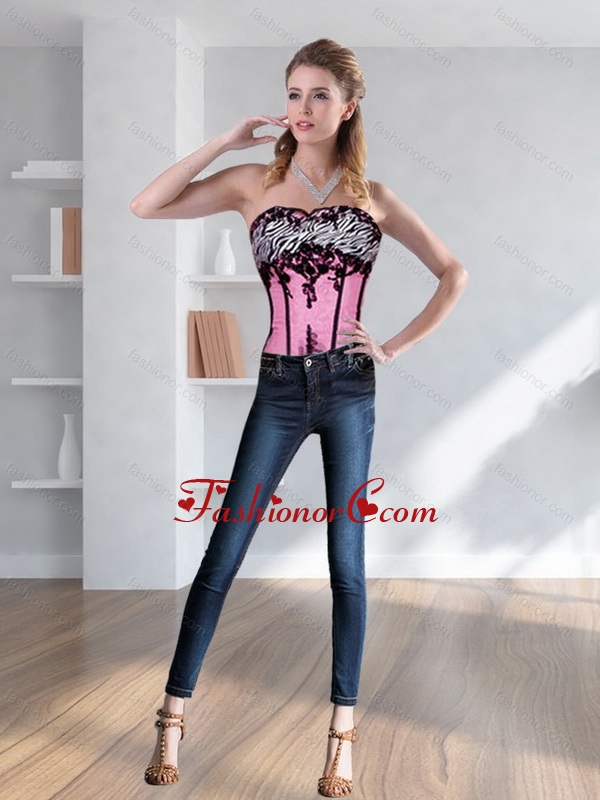 Cute Zebra Printed Multi Color Corset with Embroidery  QDZY028TZDFOR