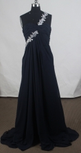 Affordable Empire One Shoulder Brush Black Prom Dress LHJ428
