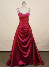 Beautiful A-line Straps Brush Prom Dresses Appliques with Beading Style FA-Z-00158