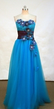 Beautiful empire sweetheart-neck floor-length blue appliques prom dresses FA-X-123