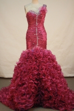 Beautiful A-line One-shoulder neck Brush Floor-length Prom Dresses Style L042414