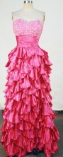 Exquisite Column Sweetheart-neck Floor-length Red Beading Prom Dresses Style FA-C-200