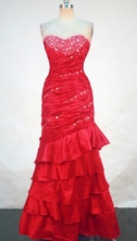 Fashionable Column Sweetheart-neck Floor-length Red Beading Prom Dresses Style FA-C-185