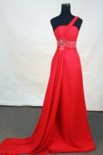 Gorgeous empire one shoulder brush chiffon beading prom dresses FA-X-124