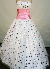 Lovely A-line sweetheart-neck floor-length sash with rose pink prom dresses FA-X121