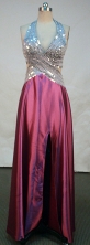 Modern empire halter top floor-length beading wine red prom dresses FA-X-132