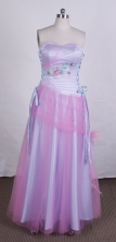 Modest empire sweetheart-neck floor-length appliques purple multi prom dresses FA-X-136