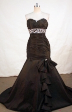 Perfect Mermaid Sweetheart-neck Brush Brown Beading Prom Dresses Style FA-C-198