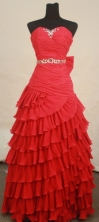 Popular A-line Sweetheart-neck Floor-length Beading Prom Dresses Style FA-C-123