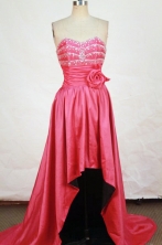 Popular High-low Sweetheart-neck Brush Red Beading Prom Dresses Style FA-C-208