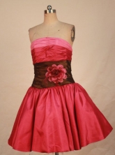 Pretty Short Strapless Mini-length Satin Red Quinceanera Style FA-C-129