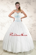 2015 Modern White Quinceanera Dresses with Appliques and Beading XFNAO091FOR