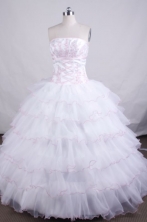 Affordable Ball Gown Strapless Floor-Length Orange White Vintage Quinceanera Dress LJ042430