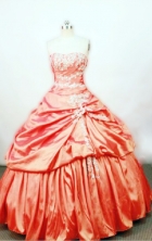 Affordable Ball gown Strapless Floor-length Taffeta Orange Quinceanera Dresses Style FA-W-0