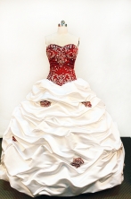 Affordable Ball gown Strapless Floor-length Taffeta White  Quinceanera Dresses Style FA-W-146