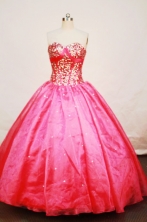 Beautiful Ball gown Sweetheart-neck Floor-length Organza Red Quinceanera Dresses Style FA-W-128