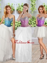 Beautiful White Detachable Quinceanera Dresses with Sequins and High Slit SJQDDT249001FOR