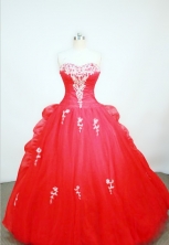 Cheap Ball gown Strapless Floor-length Red Quinceanera Dresses Style FA-W-055