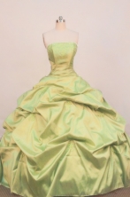 Cheap Ball gown Strapless Floor-length Taffeta Green Quinceanera Dresses Style FA-W-096