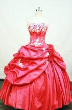 Cheap Ball gown Strapless Floor-length Taffeta Red Quinceanera Dresses Style FA-W-116